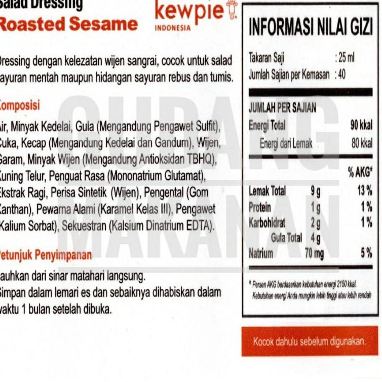 

Hanya Di Shopee Kewpie Salad Dressing Roasted Sesame 1 Liter .,..,.,,,,.,