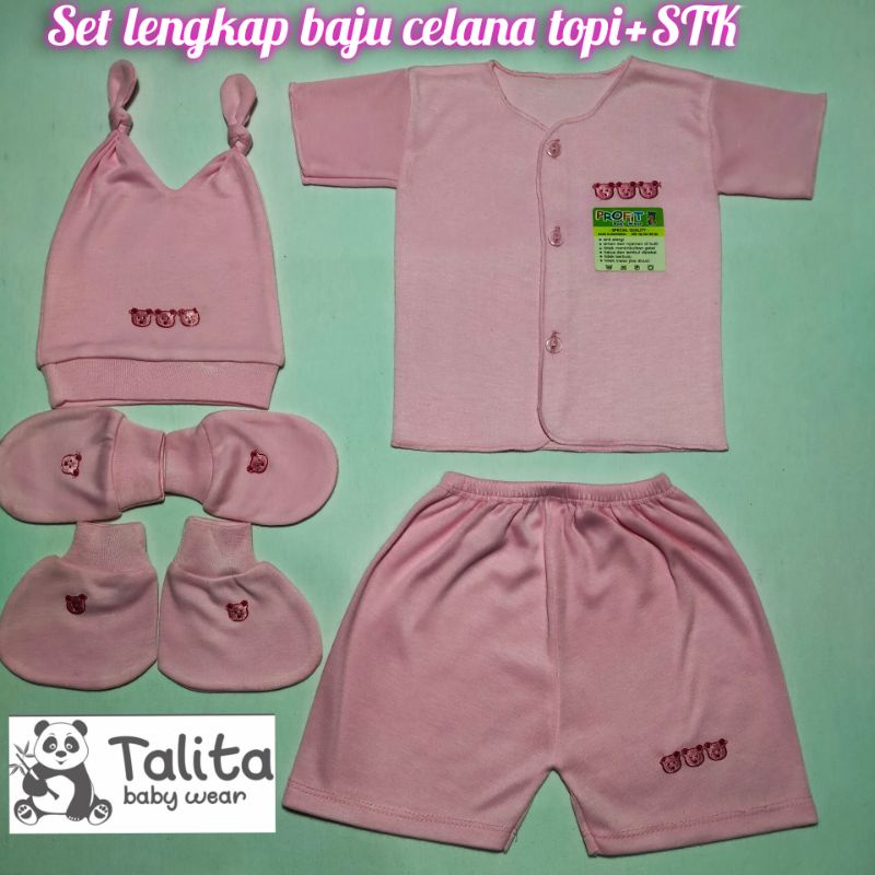 Set Lengkap Baju Bayi Lengan Pendek Celana Topi Sarung Tangan Dan Sarung Kaki