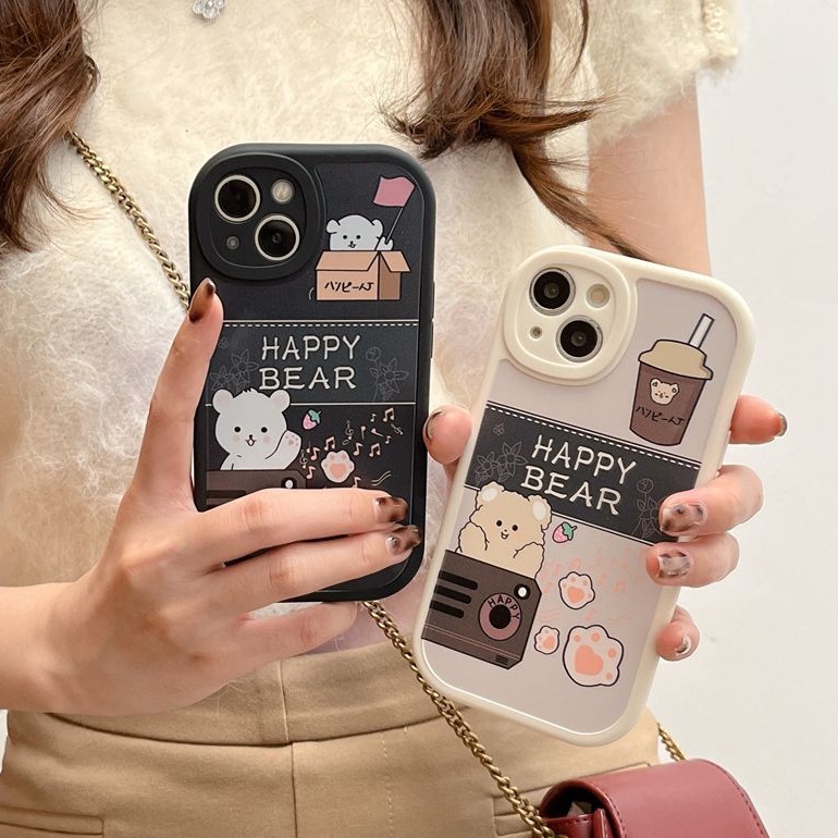 Couple Soft Case OPPO A9 A5 A31 A53 A33 2020 A7 A5S A12 A11K F9 Pro A74 A95 F11 A15 A15S A35 A52 A92 A54 A36 A76 A96 A94 A55 A16K A16E A54 A83 A57 A1K A3S Happy Bear Cute