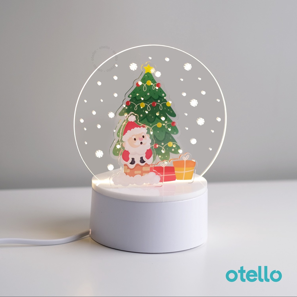 Dekorasi Lampu Natal Acrylic Santa Clause Hiasan Hadiah Pajangan Xmas Gift Hampers Christmas Acrylic Lamp