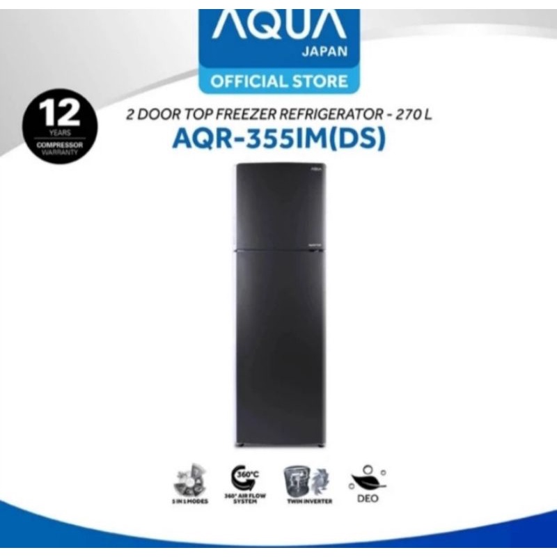 Kulkas Inverter AQUA Japan AQR-355IM(DS) | AQR355IM sanyo 2 pintu