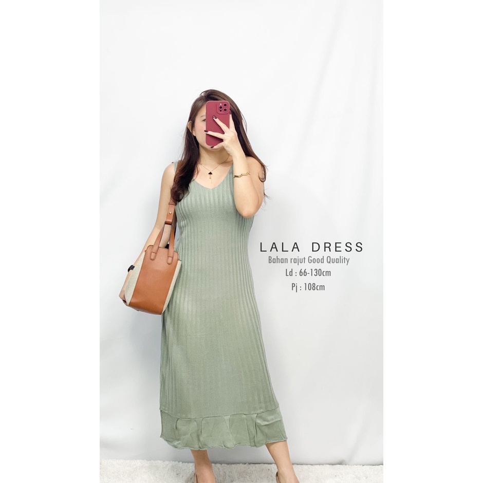 HOPYLOVY - Maxi Dress Wanita Tanpa Lengan Bahan Rajut Premium Lala