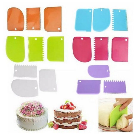 Kapi Set 3 pcs Alat Pemotong Adonan Clay Scraper Dough Fondant Comb Batter Mixture Cut Cake Roti Dekorasi Kue Berbagai Stuff Kitchen Bentuk Motif Warna Cooking Baking Tools Platting Krim Creme Plating Hias Menghias Tart Murah Termurah Grosir Prakarya