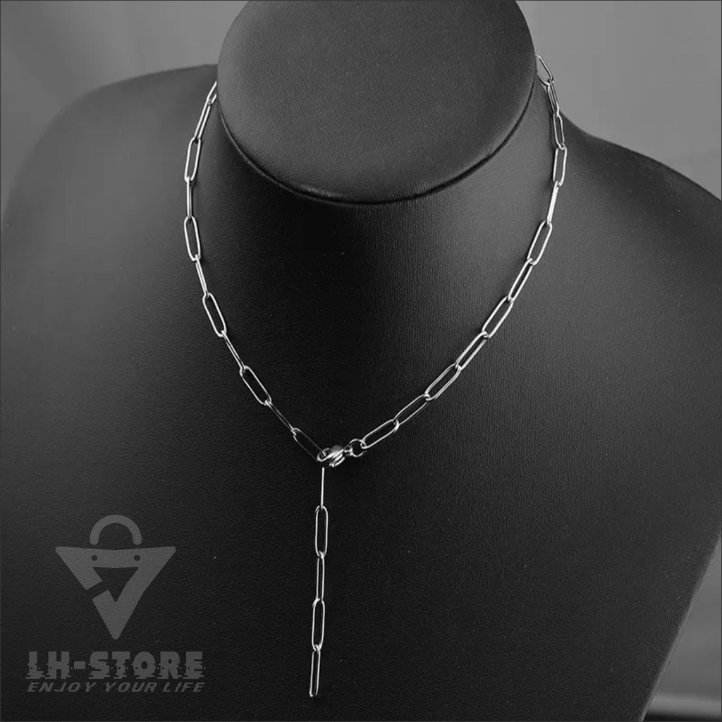 Kalung Thesya Paper Clip Polos Titanium Model Terbaru Anti karat Anti luntur