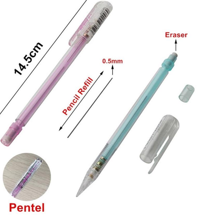 

Grosir Belanja PENTEL Pensil Mekanik Pentel Set 0.5 mm 2 Pensil 1 Penghapus Caplet Tutup
