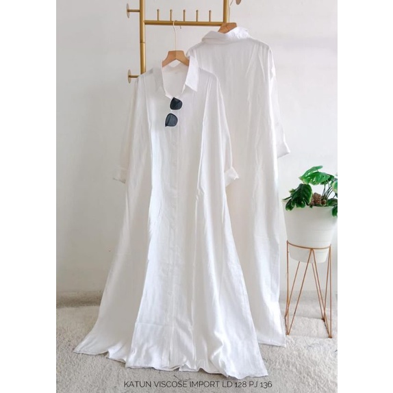 gamis white katun viscos/fashion wanita modern