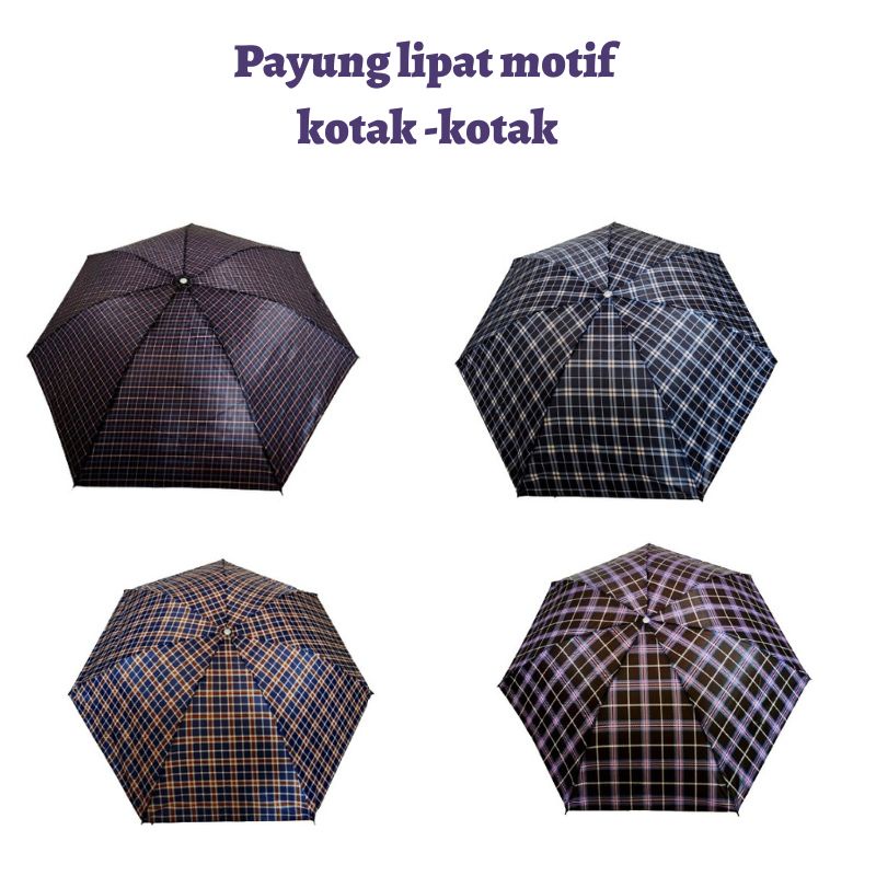 PKL4 - Payung Lipat Motif Kotak Besar Umbrella Gift Sovener Anti UV