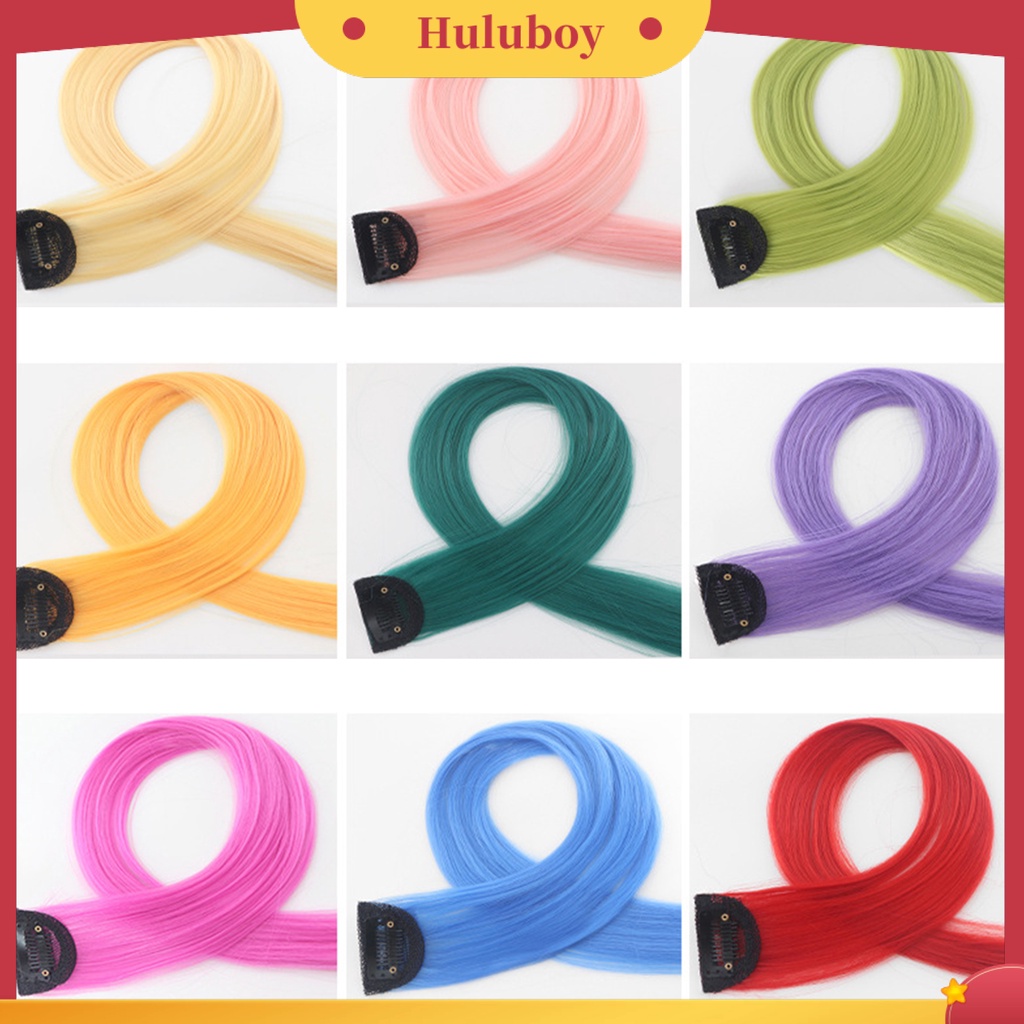 Wig Rambut Ekstensi Model Panjang Lurus Warna-Warni Untuk Wanita