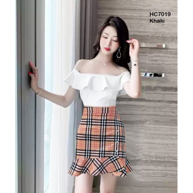 HC7019 Mini Skirt Span Motif Kotak Cotton Stretch Premium / Rok Mini / Rok Pendek / Rok Span Mini / Rok Katun/ Rok Span / Rok Motif Kotak / Rok Pendek