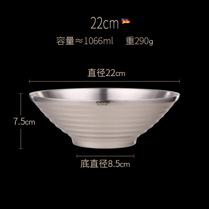 SSGP 22cm Stainless Steel Japanese Ramen Bowl - Mangkuk Stainless 22cm