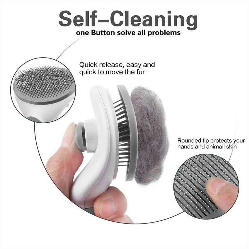 Sisir Rambut Binatang Peliharaan Hair Removal Grooming Comb Cleanpet's t10 Gray