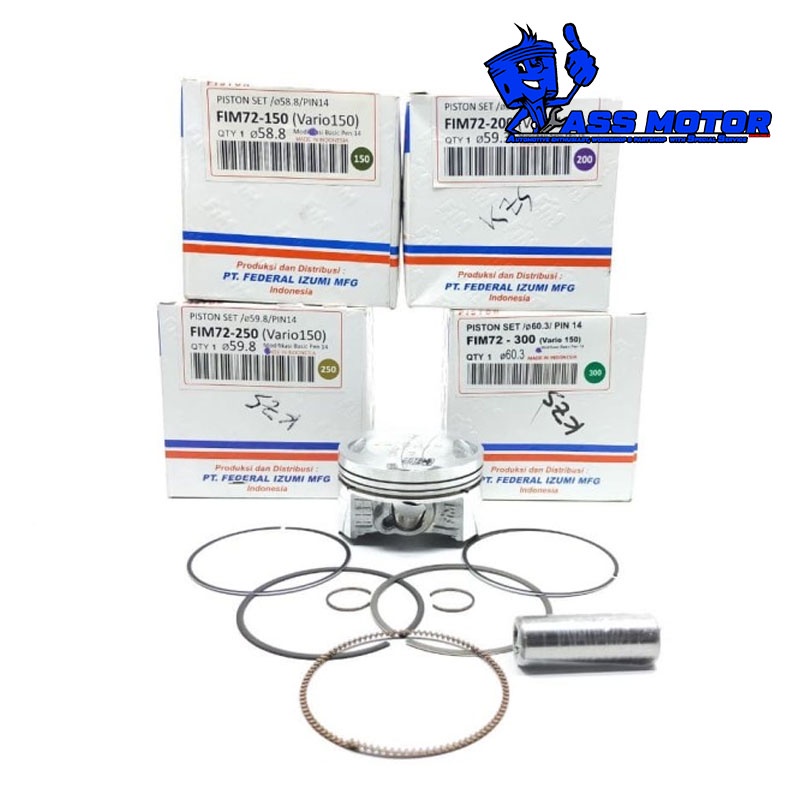 PISTON VARIO 150 FIM 72 PISTON KIT FIM 72 VARIO 150CC 57.3 57.8 58.3 58.8 59.3 59.8 60.3 PIN14