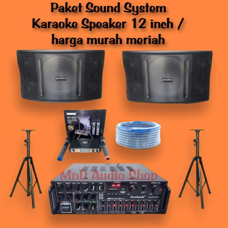 paket sound system karaoke speaker 12inch targa +amplifier bluetooh