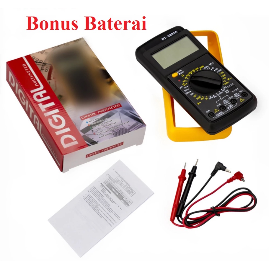 Multitester Multimeter Avo Meter Digital DT9205A LCD Display AC DC