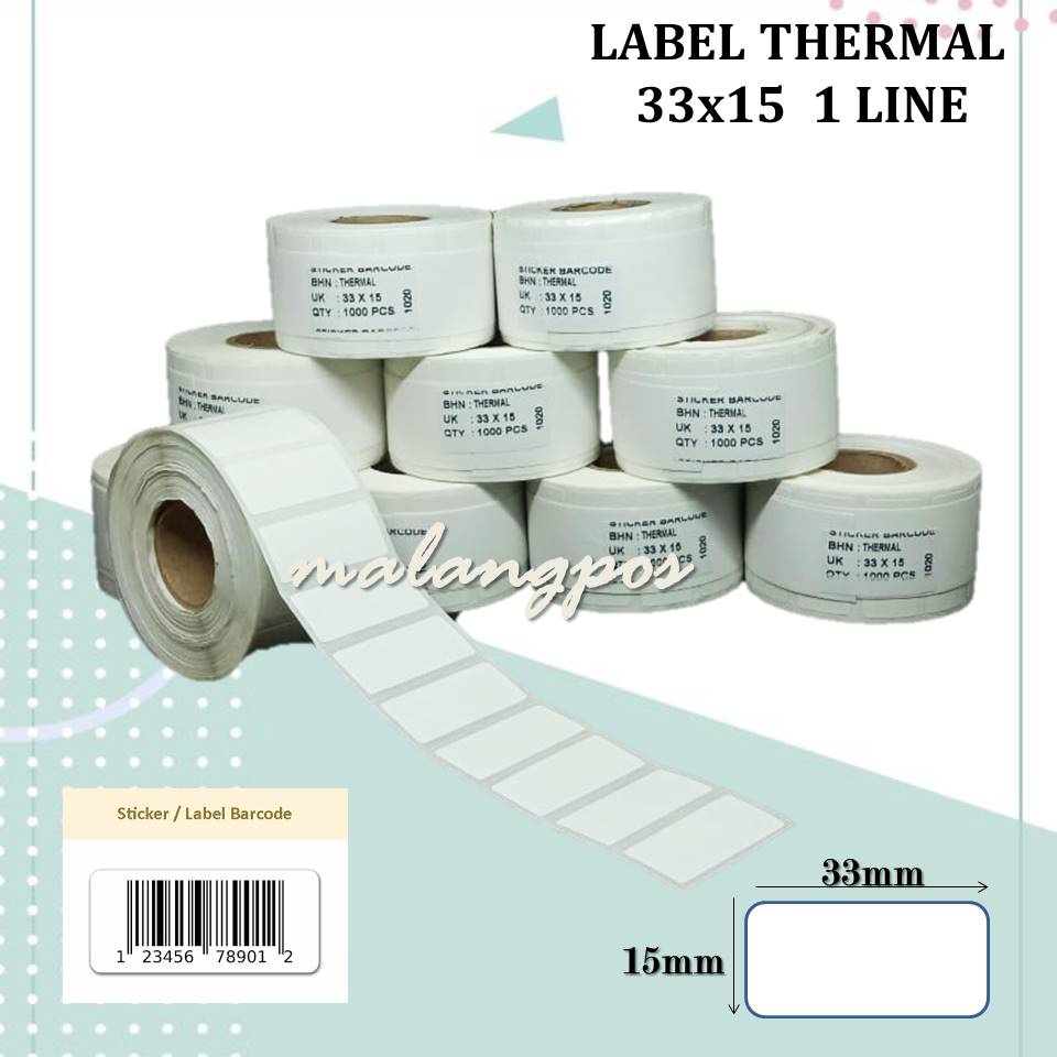 LABEL THERMAL BARCODE 33X15 1 LINE/2 LINE ISI 1000 LABEL HARGA STOK STIKER MAKANAN MINUMAN