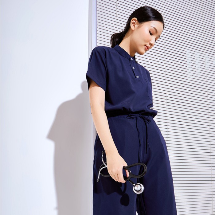 Baju Jaga MSS - NAVY Scrubs on Call Flowy Lengan Pendek