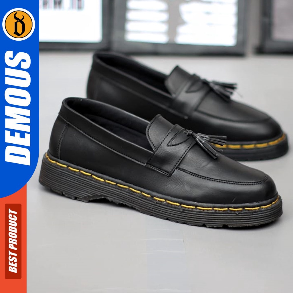 DEMOUS Gogeto - Sepatu Docmart Formal Pantofel Casual Low Boots Kerja Hitam Pria