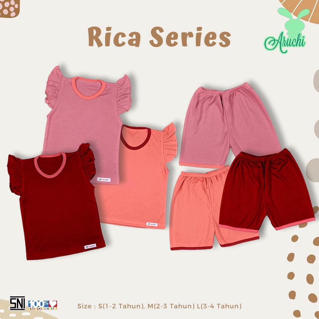 Aruchi Rica Retro Set 3 BULAN - 3 TAHUN Setelan Retro Ruffle Anak Perempuan