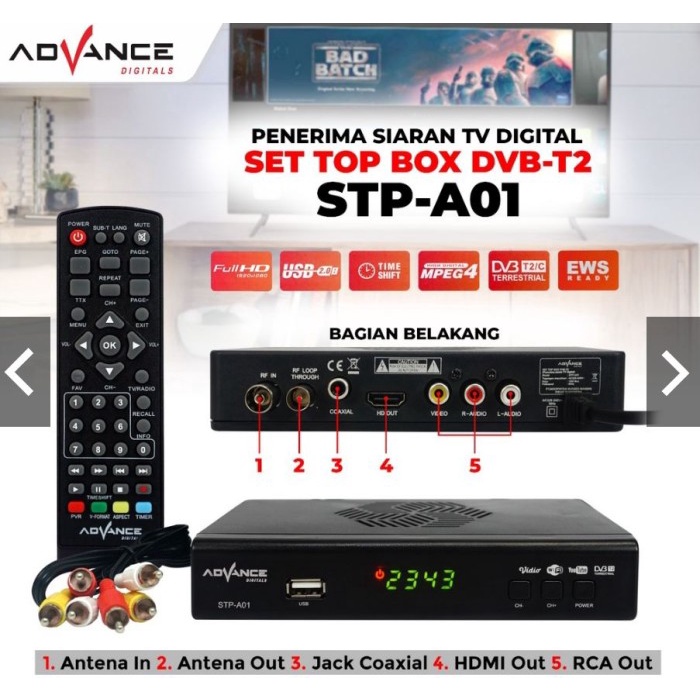 STB Set Top Box Advance stp a01 tv digital wifi antena receiver hd