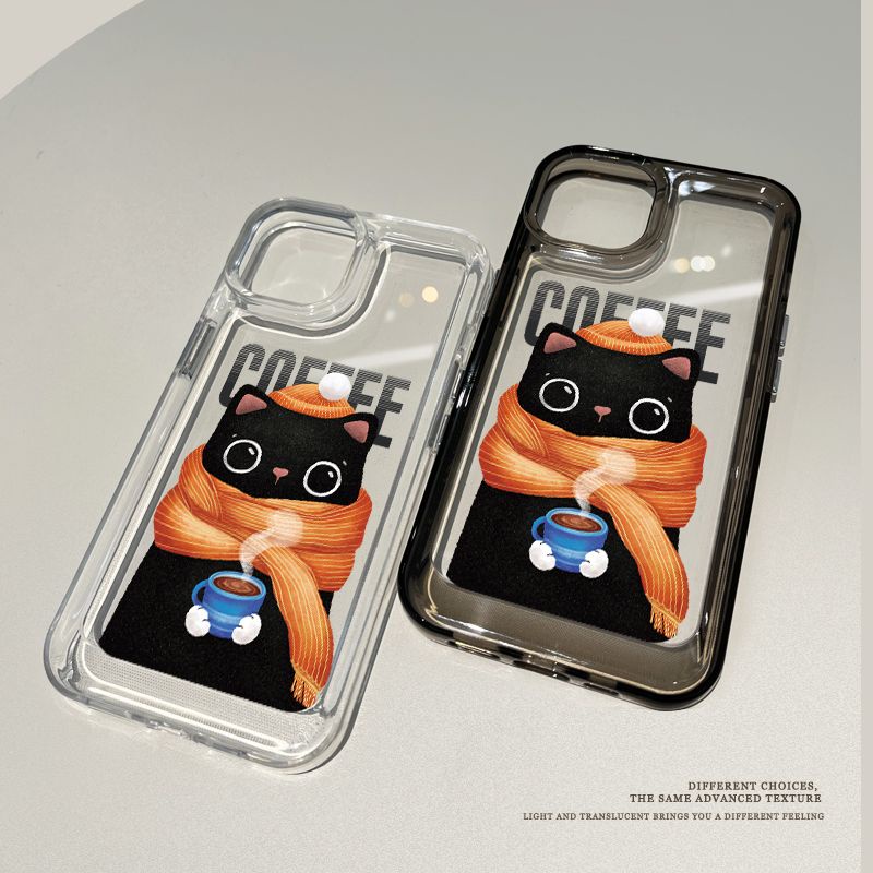 IPHONE Syal Cat Soft Phone Case Kompatibel Untuk Iphone14 13 12 11 Pro XS Max X XR 78 6 6S Plus Casing Transparan Shockproof TPU Cover
