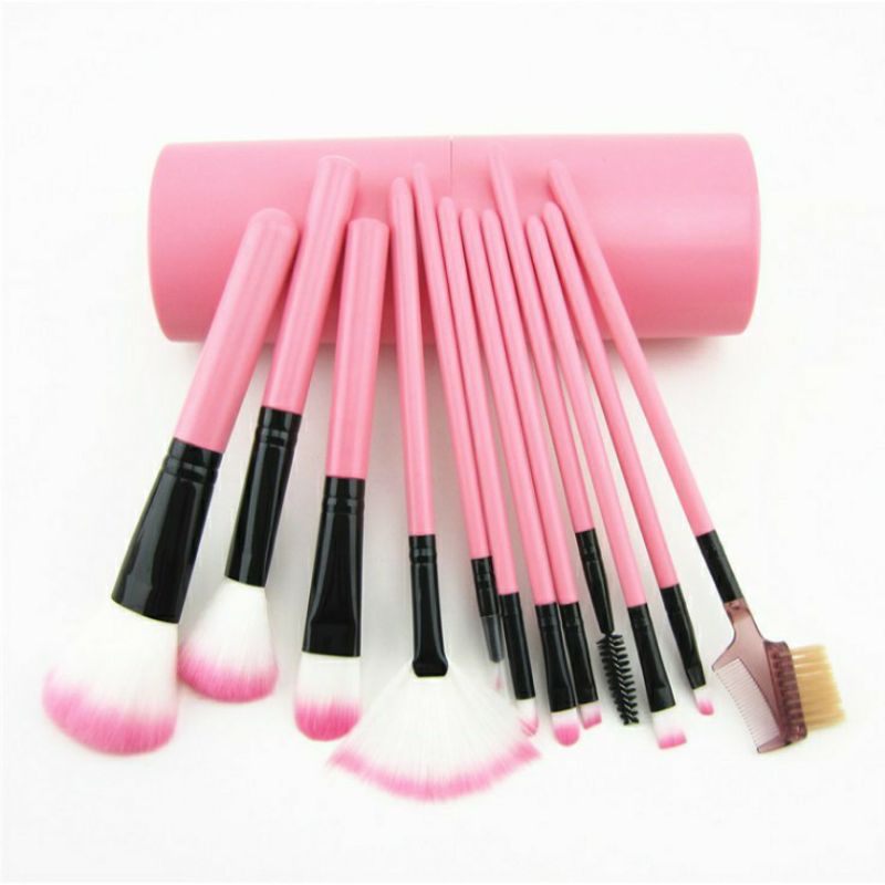 Kuas Alat Makeup 12 Pcs Make Up Pro Brush 12In1 12 Set Tube Tabung Penyimpanan