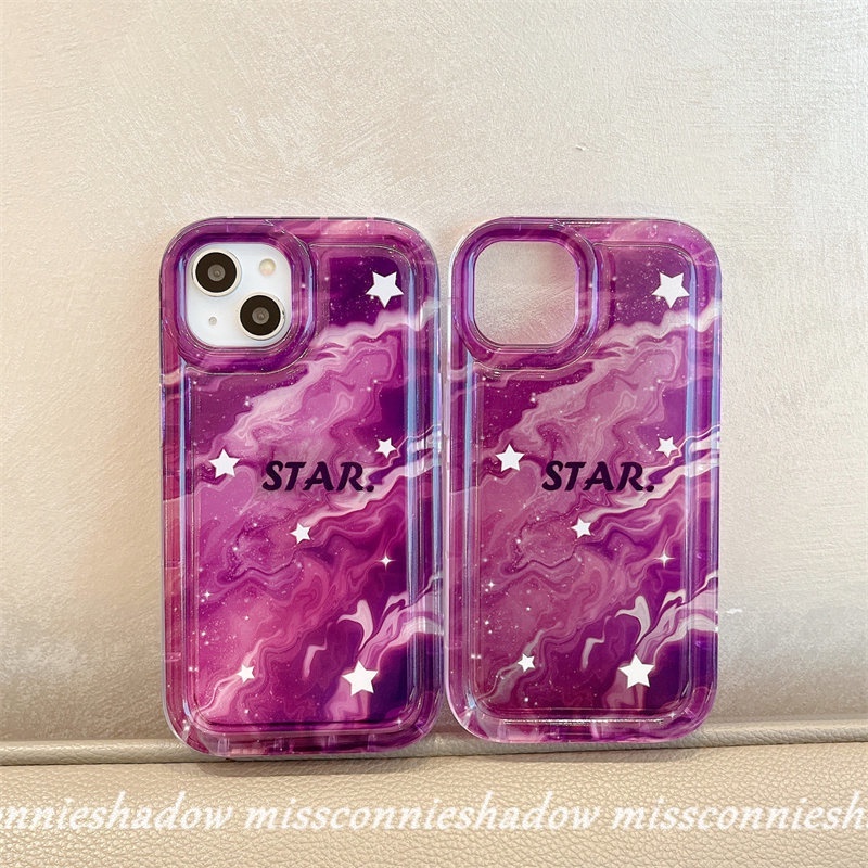 Case Kompatibel Untuk iPhone XR 11 Pro MAX 7Plus 8Plus 14 13 12 Pro MAX 6 6S 7 8 Plus X XS MAX Shockproof Fashion Marble Gradient Starry Sky Star Airbag Lembut TPU Penutup Belakang Anti Jatuh