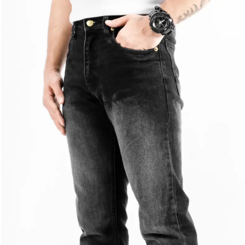 Wisdom Denim Pants Black Washed Slim Fit