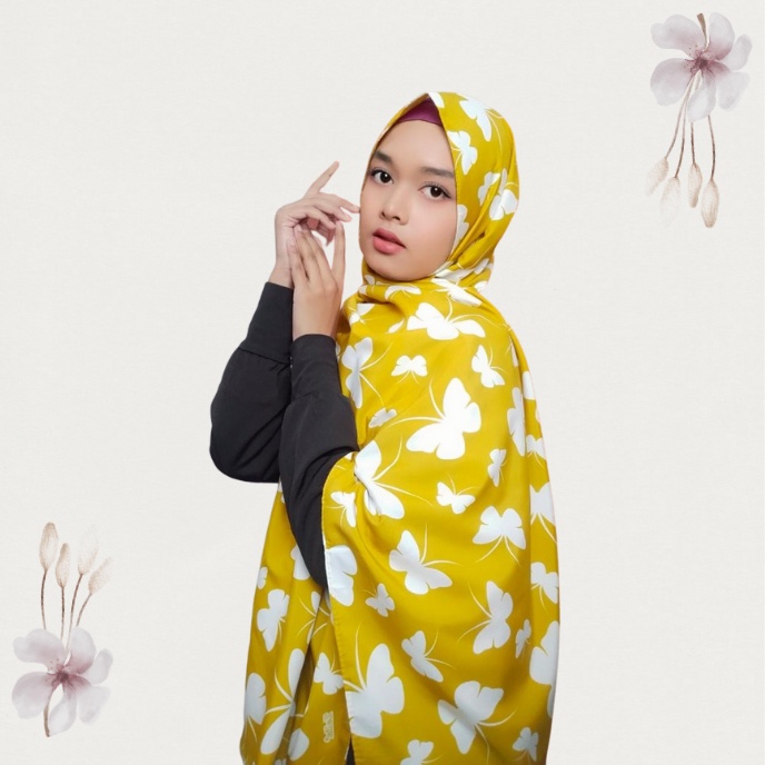 Pashmina Satin Motif Buterfly