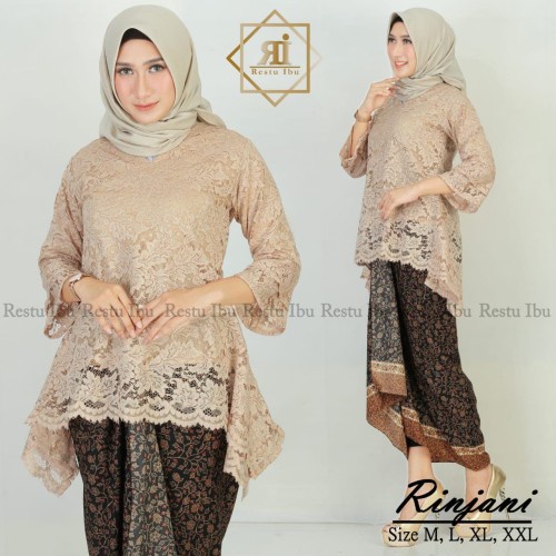 Kebaya Modern Brukat Bianca / Setelan Kebaya Rinjani Brokat Rok Lilit Mocca Dan Pilihan Warna Lain