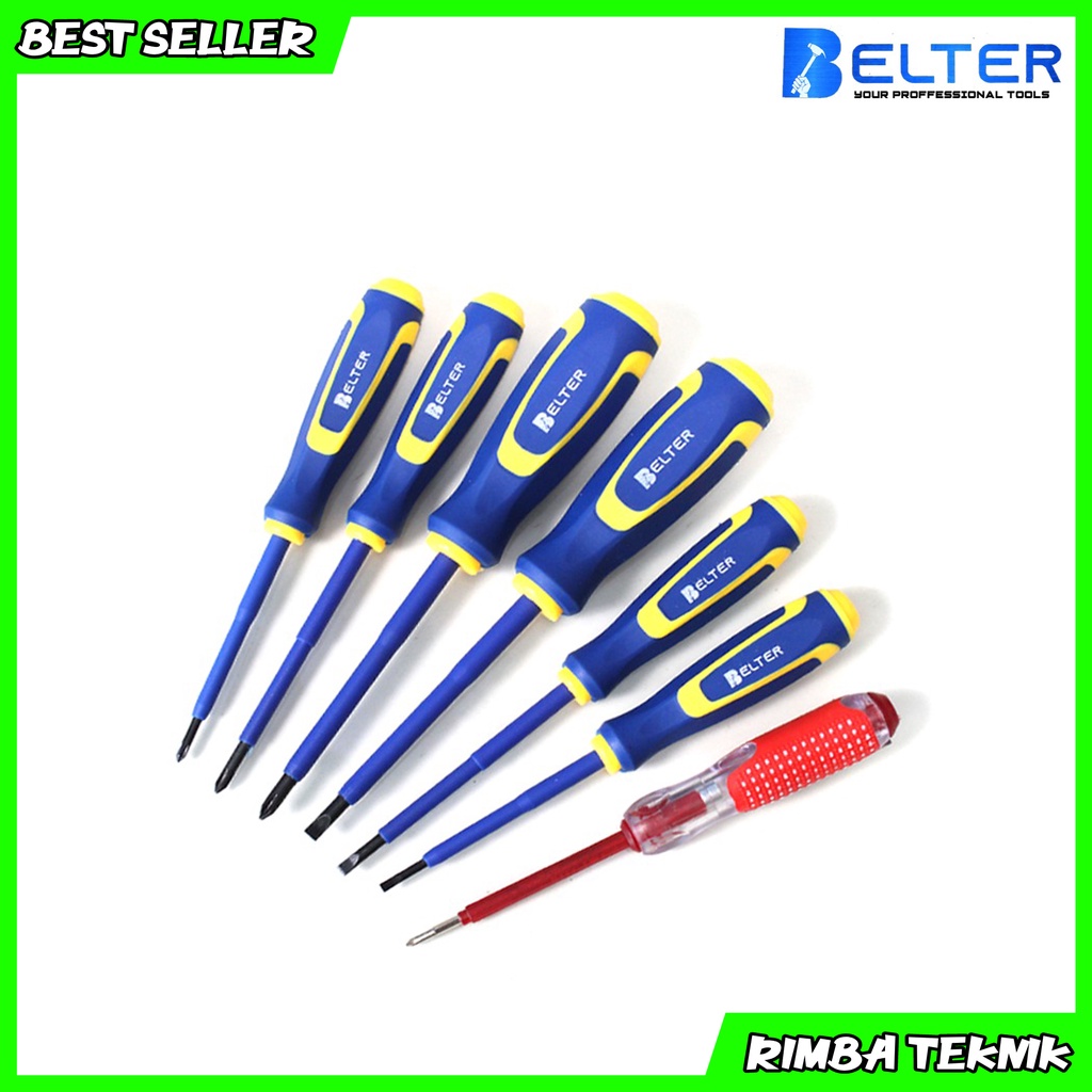 BELTER obeng tespen set 7 pcs alat test pen kelistrikan obeng set reparasi magnetic