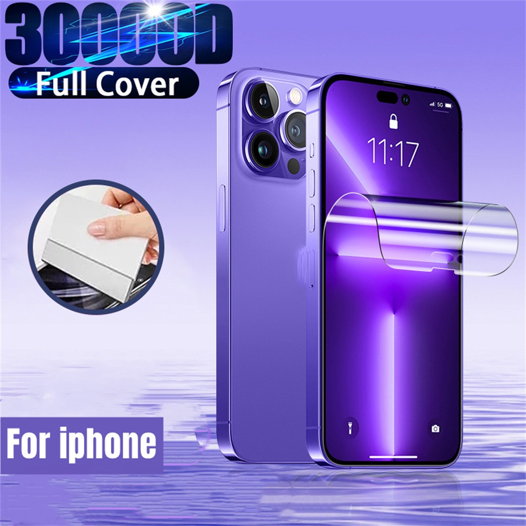 Full Cover Hydrogel Film Untuk iPhone 14 Pro Pelindung Layar11 13 12 Pro Max Mini XR XS Max Belakang Soft Film Pelindung Bukan Kaca