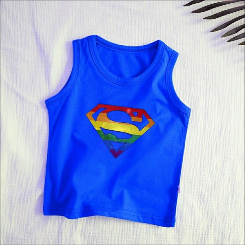 Singlet Anak Laki Dan Perempuan Untuk Anak Usia 2 sampai 10 Tahun Gambar superkids warna Kaos Anak Tanktop Anak Laki Laki Kaos Dalam Anak Baju Anak Laki