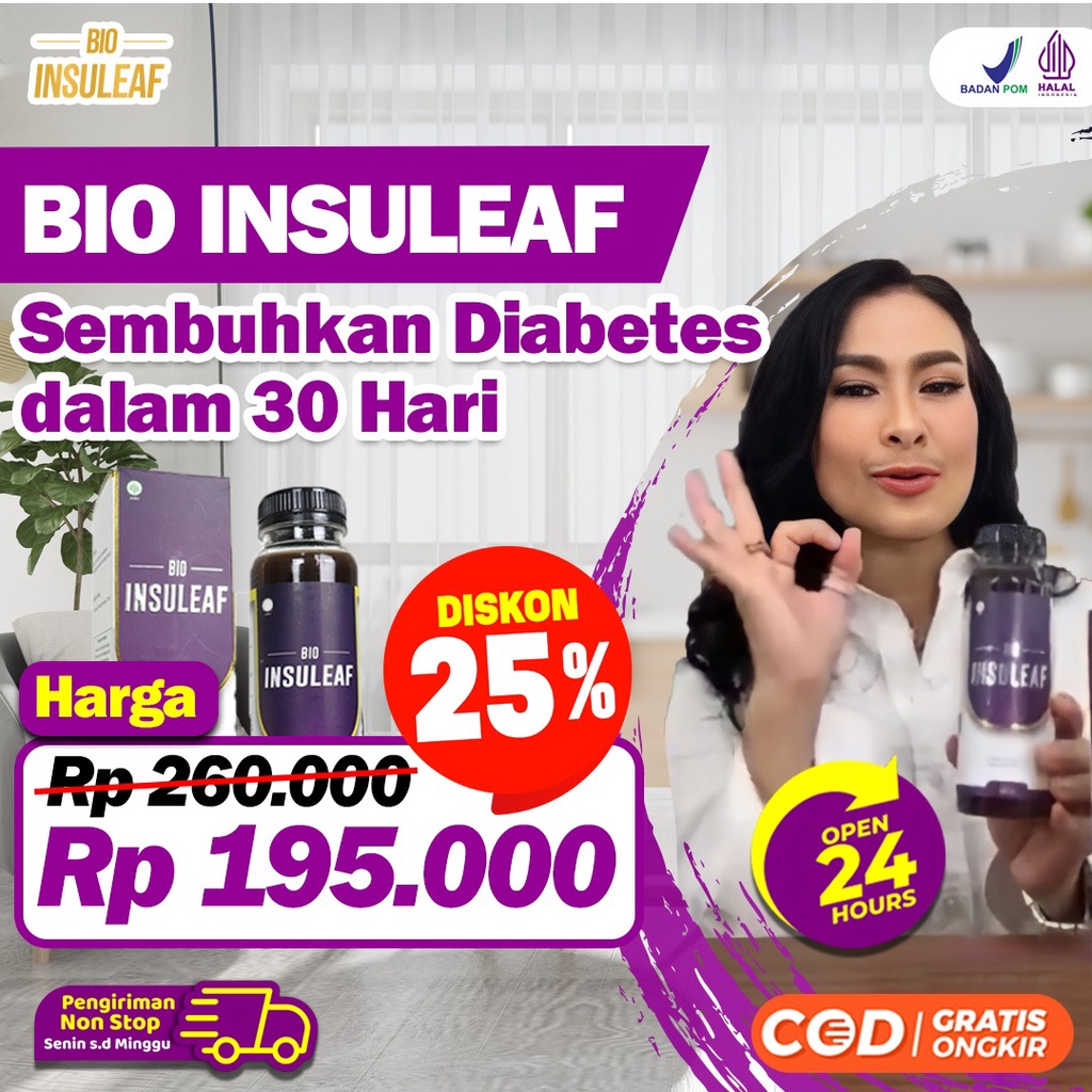 Bio Insuleaf Paket 2 Box - Oiginal Turunkan Kolesterol Gula Darah Atasi Kencing Manis Disfungsi Ere-ksi Pria Diabetes Melitus Cegah Gagal Ginjal