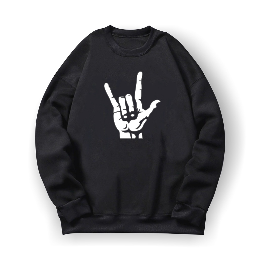 Hand Metal Sweatshirt Basic II Sweater Crewneck Print DTF II Sz M - XL Anak &amp; Dewasa ( Pria &amp; Wanita )