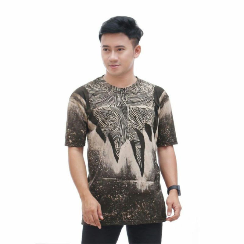Kaos Batik Katun Pria Motif/ Kaos Batik Pria Bahan Katun