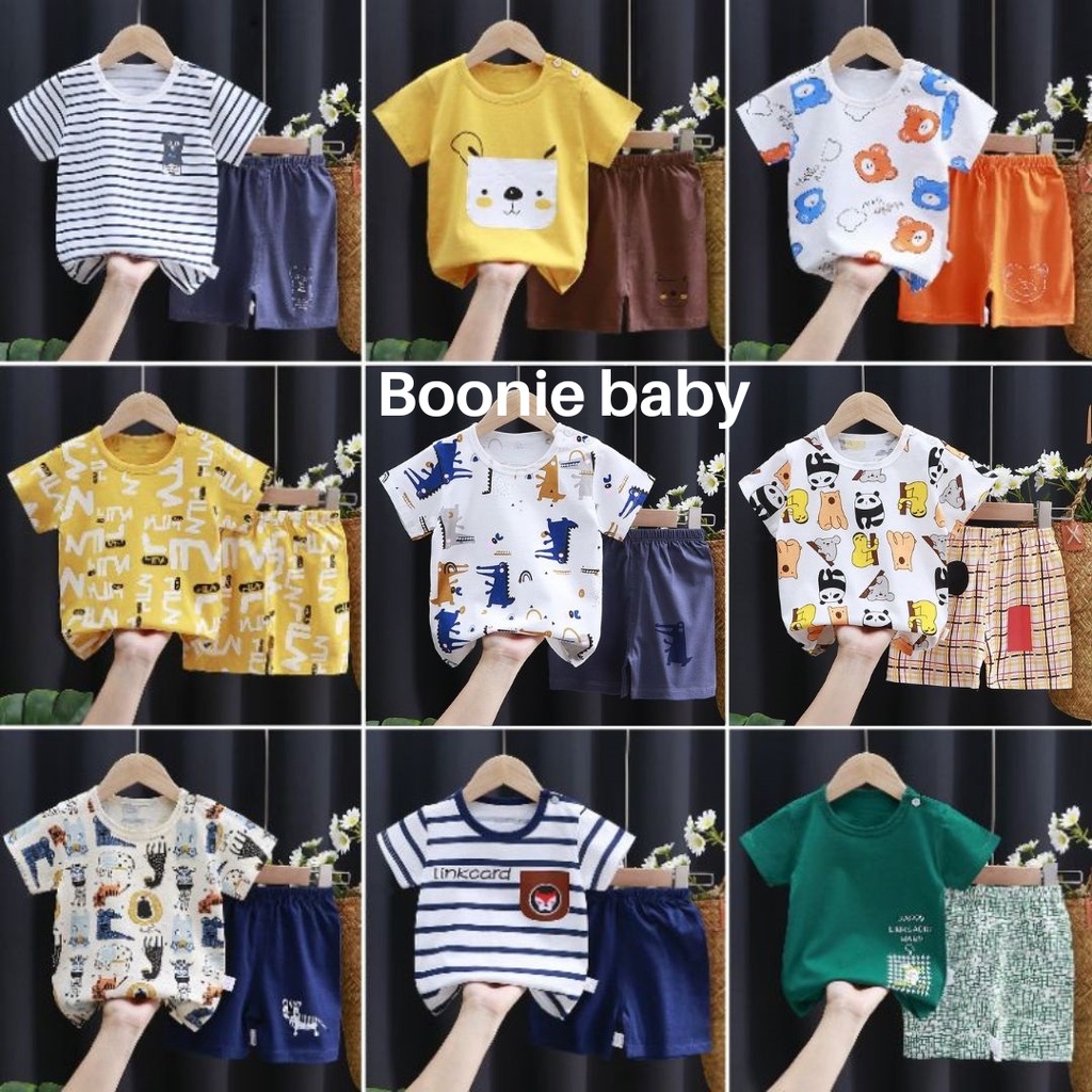 BOONIE BABY SETELAN BAJU LAKI-LAKI BAYI IMPORT UMUR 0-24 BULAN/SETELAN BAJU LENGAN PENDEK BAYI