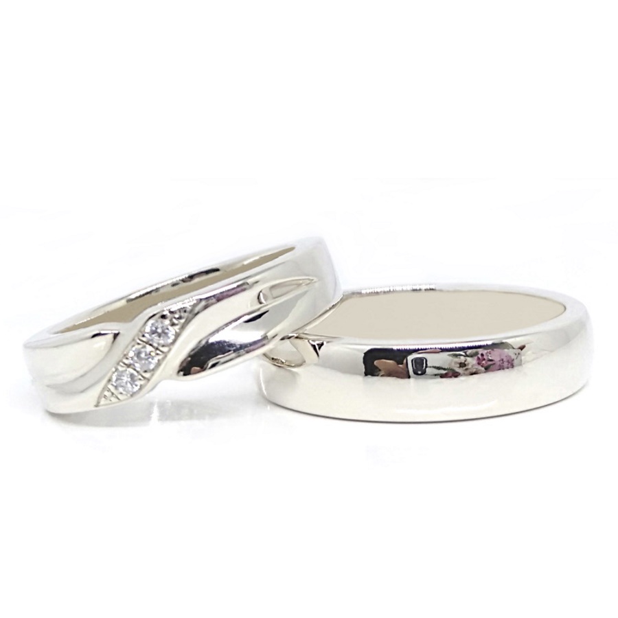 Cincin Tunangan Couple Perak Asli Ukir Nama A71