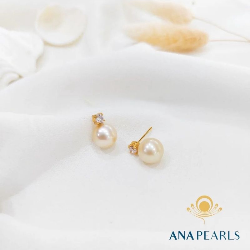 Giwang Emas Mutiara Air Laut Asli