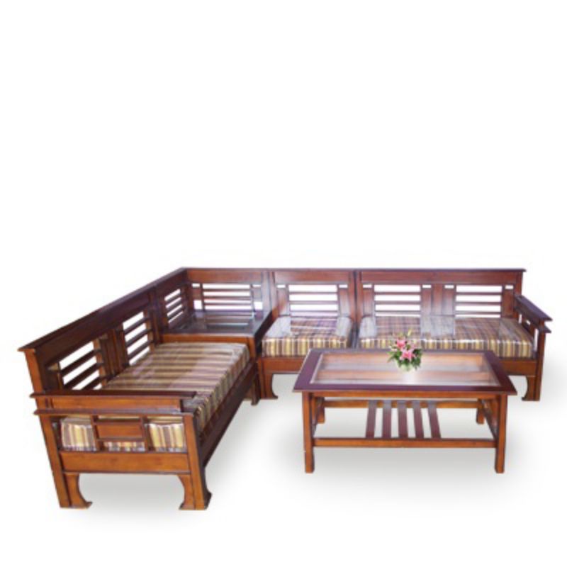 Sofa Tamu Sudut Kayu Jati Fullset - Tipe Sudut Jati belanda - Berlaku COD - Free Ongkir Medan