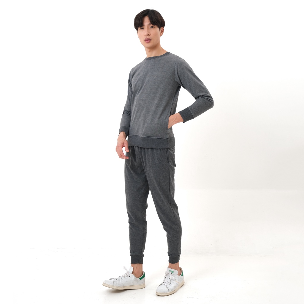 SANVANINA Setelan Sweater Jogger Dark Grey | One set Sweater | Setelan Sweater Abu Tua DD-01C