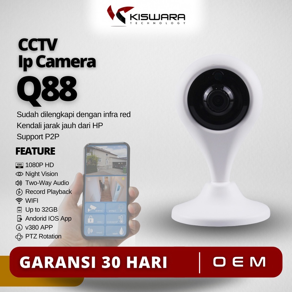 Smart Wifi IP Camera 960P-1.3MP - Q88 [V380]