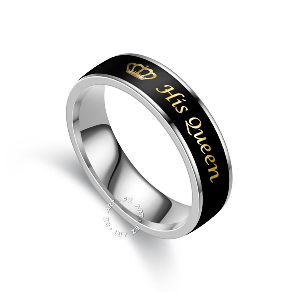 2Pcs CINCIN COUPLE CUSTOM NAMA PASANGAN HER KING HIS QUEEN STAINLESS STEEL ANTI KARAT