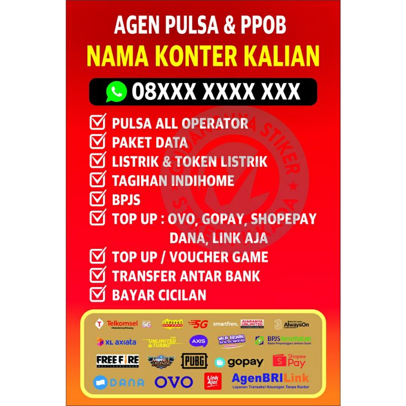 

STIKER VINYL AGEN PPOB, PEMBAYARAN ONLINE BESAR