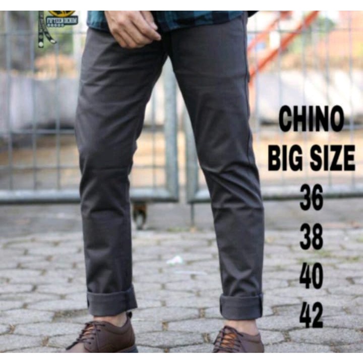 Celana Chino Panjang Pria Jumbo Big Size (36-42) Bahan Melar Elastic Original Reguler Fit Distro Premium