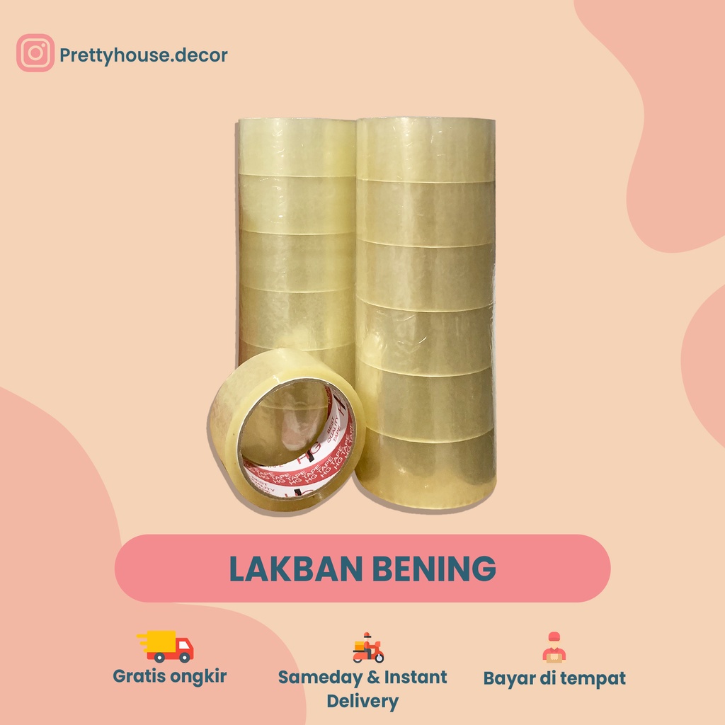 

Lakban Bening Besar Satuan Lakban Packing Tebal Lakban HG Tape Lengket Ukuran 45mm x 59 Meter