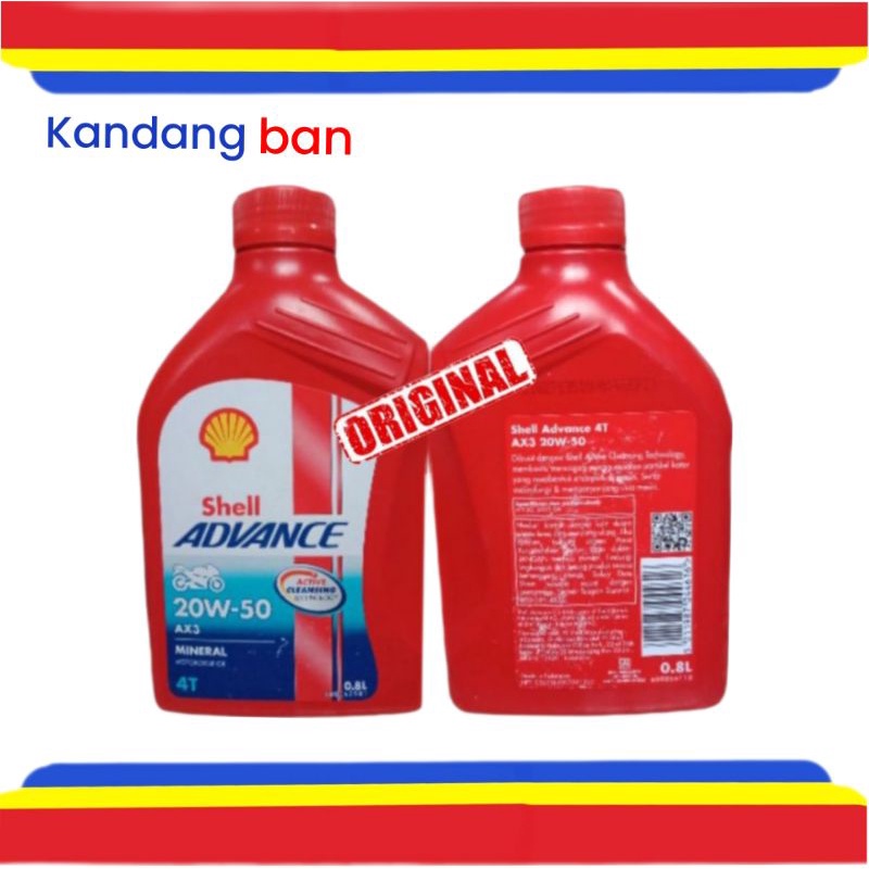 OLI SHELL ADVANCE AX3 4T 800 ML 20W-50 (100% ORIGINAL) UNTUK MOTOR BEBEK HONDA,YAMAHA,SUZUKI