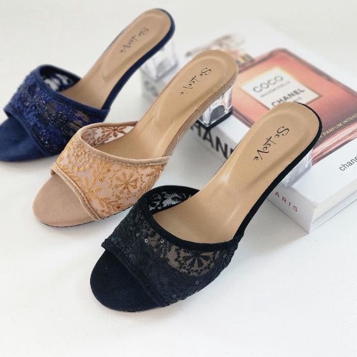 Harga Termuraah Arlaine - Shakila heels kaca // heels pesta // heels brukat // heels kaca 5cm // hee