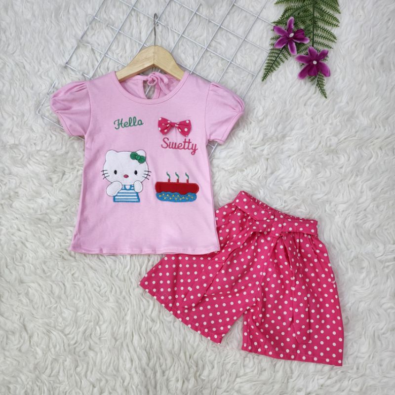 Baju bayi perempuan Stelan Hello kitty