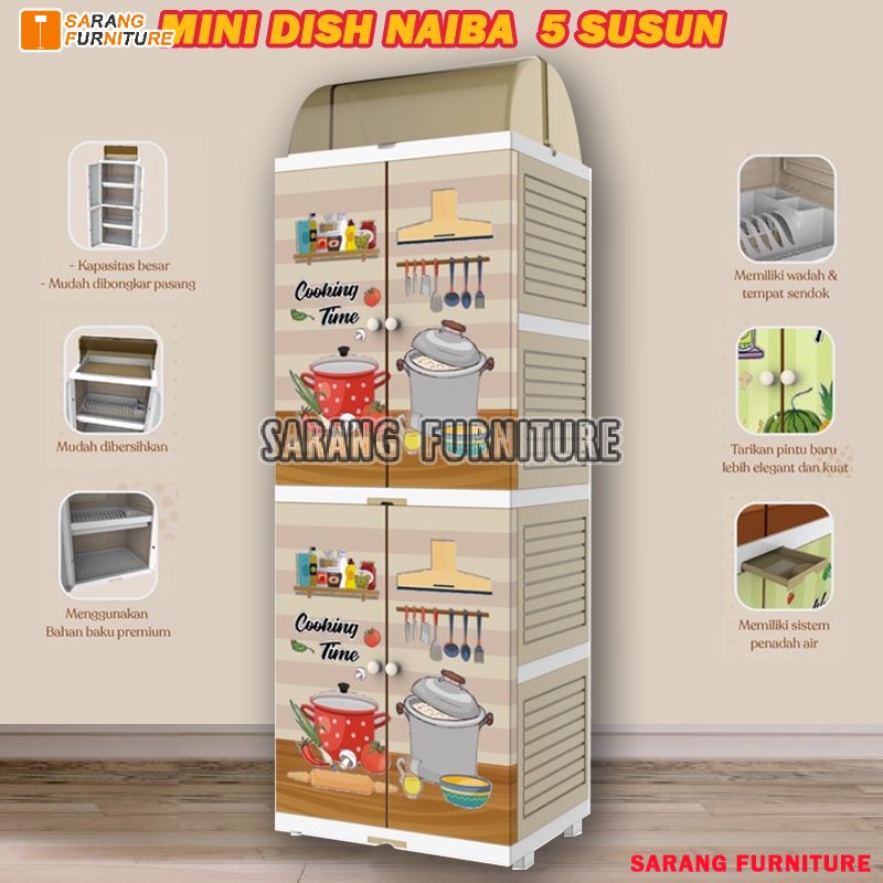 RAK PIRING PLASTIK 5 SUSUN RAK PIRING NAIBA MINI DISH RACK 4002 PREMIUM RAK PIRING MINIMALIS NAIBA