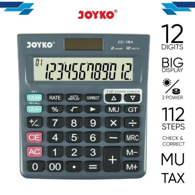 

Kakulator 12 Digit Joyko CC-15A Electronic Calculator